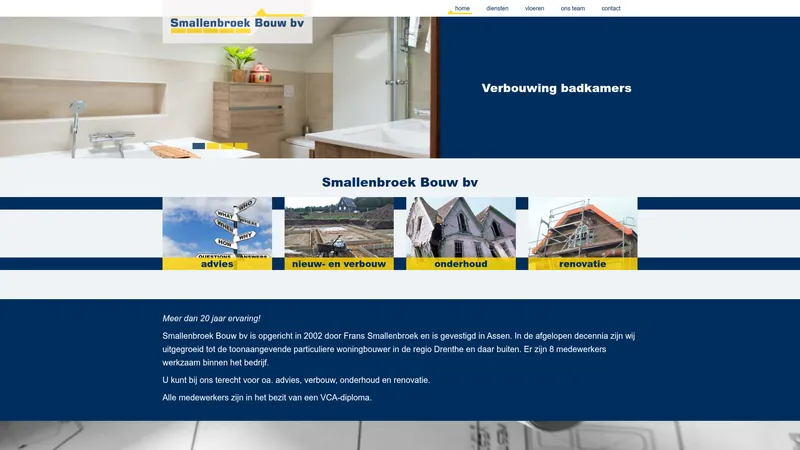 Website van Smallenbroek Bouw bv
