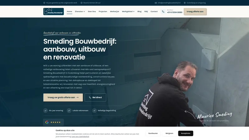 Website van Smeding Bouwbedrijf