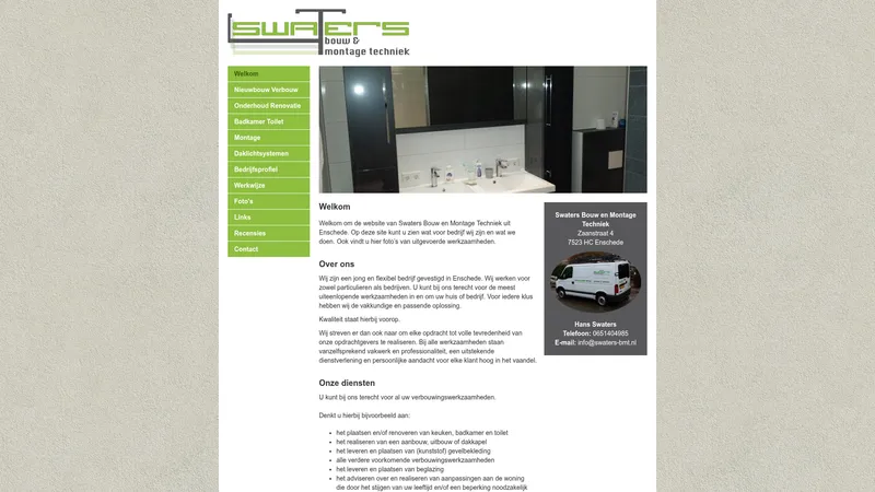 Website van Swaters Bouw en Montage techniek