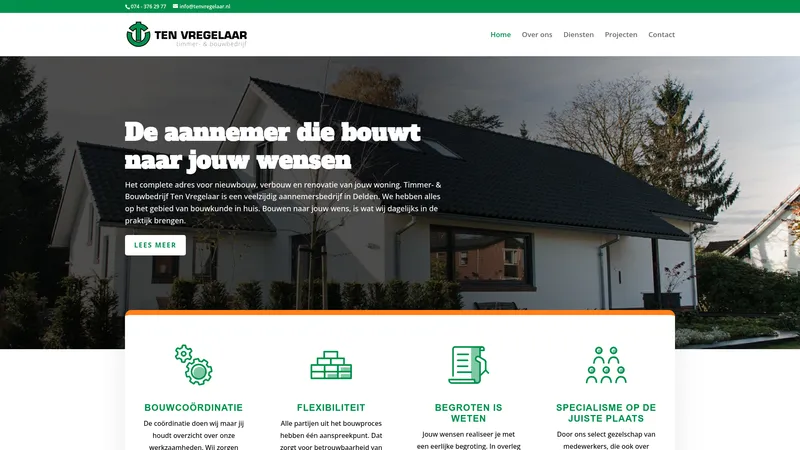 Website van Ten Vregelaar B.V. Timmer- & Bouwbedrijf