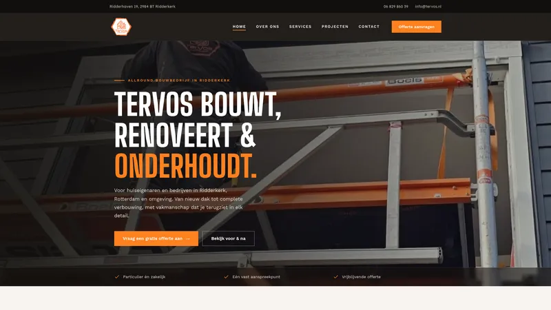 Website van Ter Vos Allround Bouw