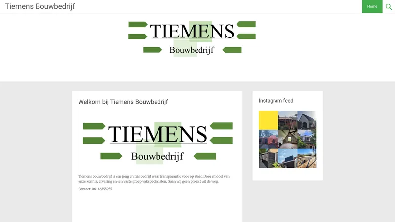 Website van Tiemens bouwbedrijf