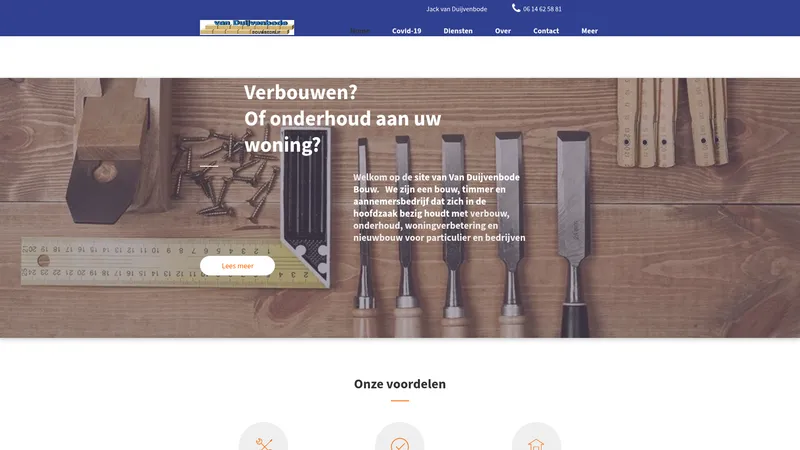 Website van Timmer en aannemingsbedrijf Van Duijvenbode Bouw