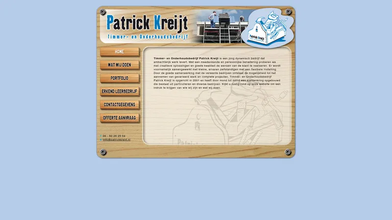 Website van Timmer- en Onderhoudsbedrijf Patrick Kreijt