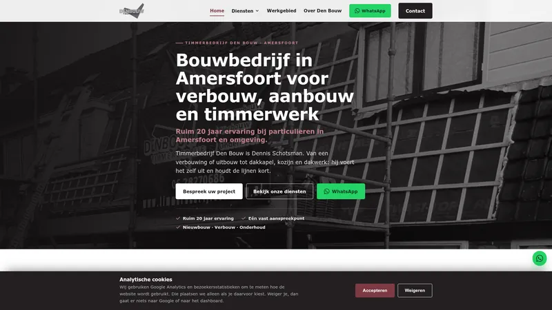 Website van Timmerbedrijf Den Bouw