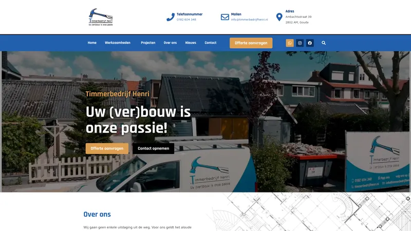 Website van Timmerbedrijf Henri