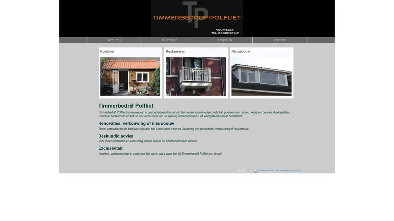 Website van Timmerbedrijf Polfliet