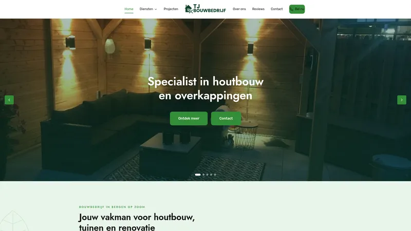 Website van TJ bouwbedrijf