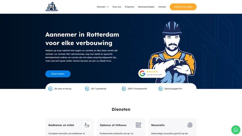 Website van Topper Aannemer