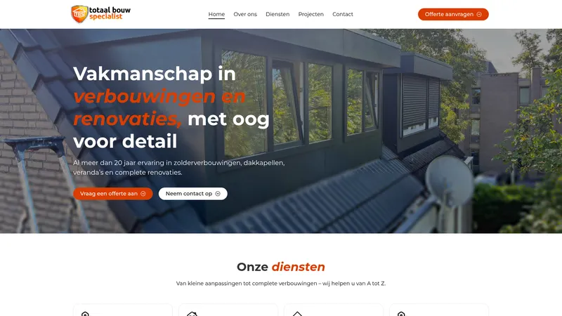 Website van Totaal Bouw Specialist Eindhoven bv