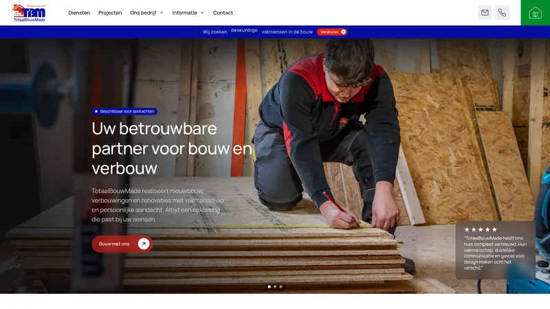 Website van TotaalBouwMade