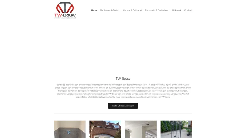 Website van TW Bouw B.V.
