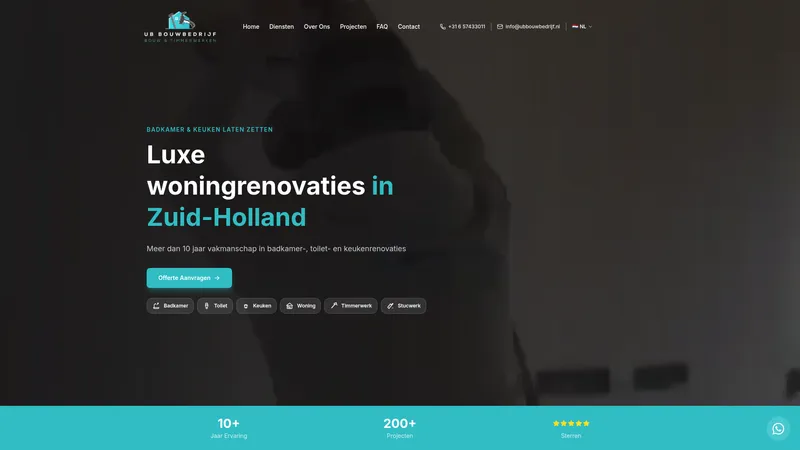 Website van UB Bouwbedrijf