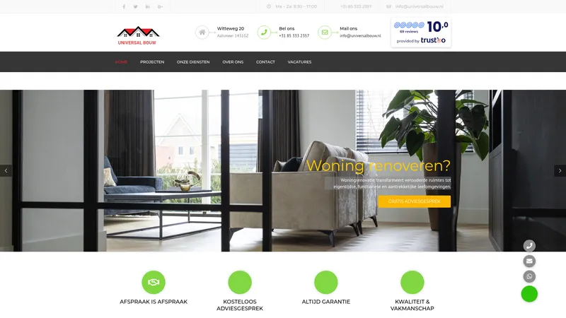 Website van Universalbouw B.V