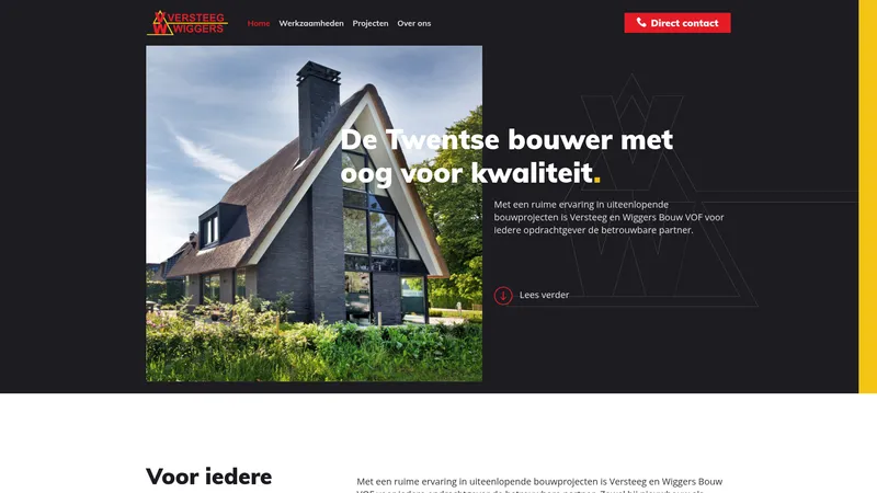 Website van V & W Bouw