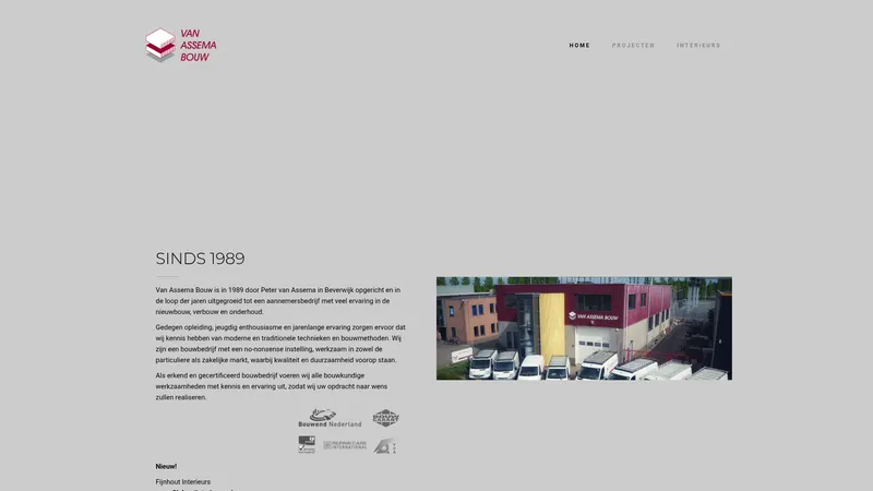 Website van Van Assema Bouw
