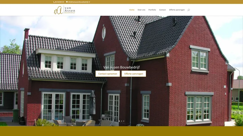 Website van Van Assen Bouwbedrijf