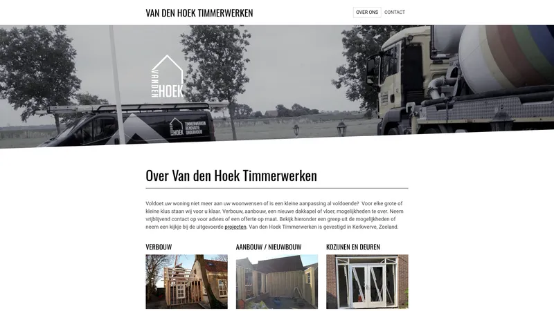 Website van Van den Hoek Timmerwerken B.V.