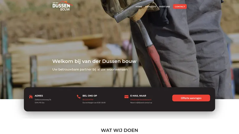 Website van van der Dussen bouw