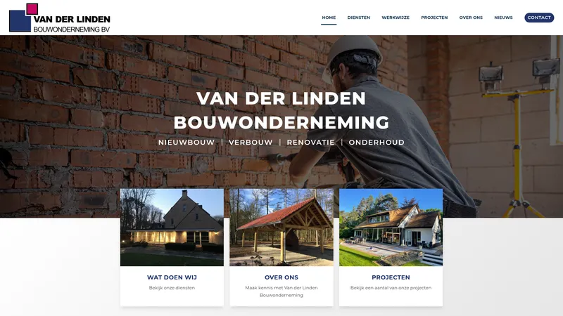 Website van Van der Linden Bouwonderneming BV