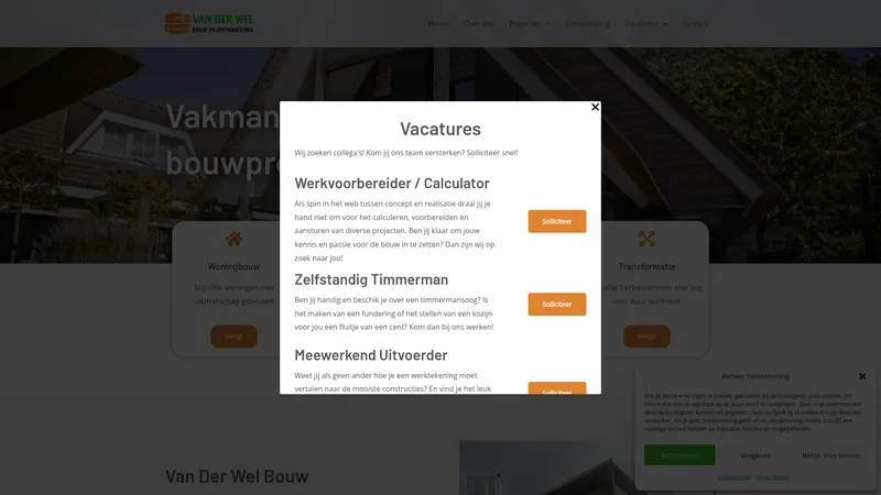 Website van Van Der Wel Bouw BV