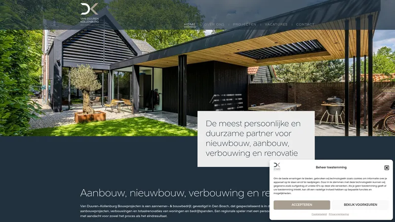 Website van Van Duuren-Kollenburg Bouwprojecten BV