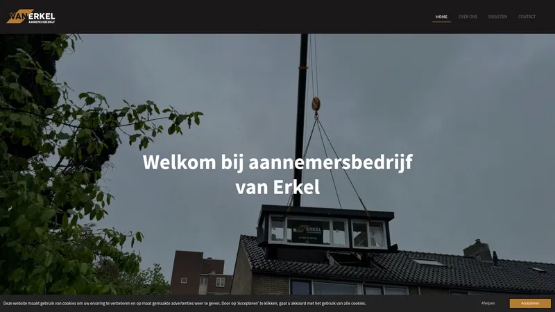 Website van Van Erkel Aannemersbedrijf