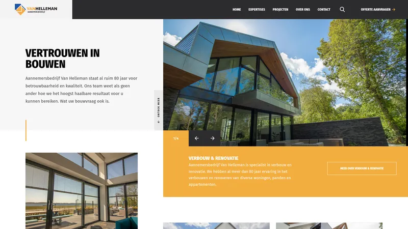 Website van Van Helleman Aannemersbedrijf B.V.