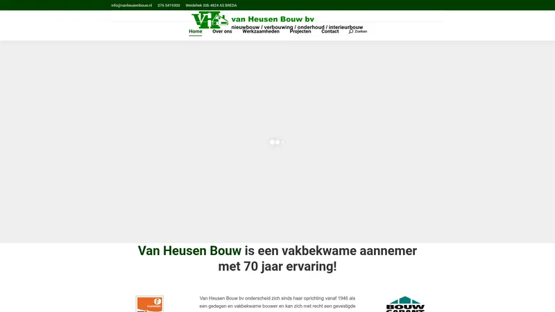 Website van Van Heusen Bouw & Projectontwikkeling B.V.