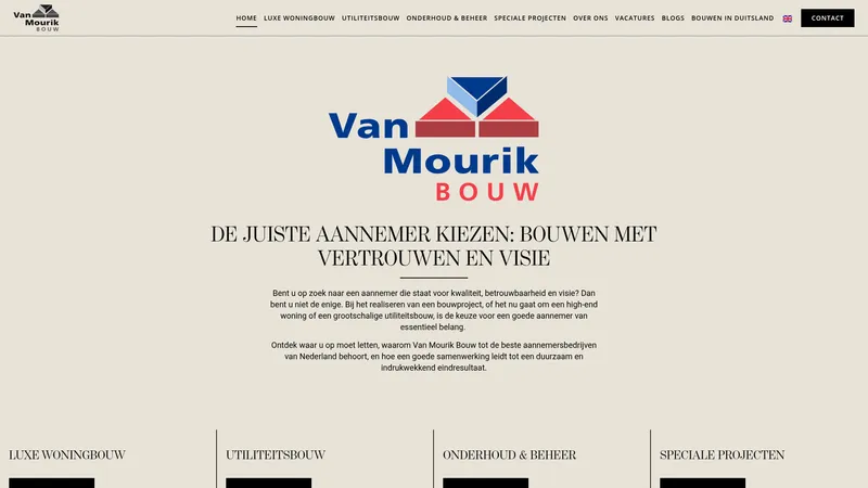 Website van Van Mourik Bouw B.V.