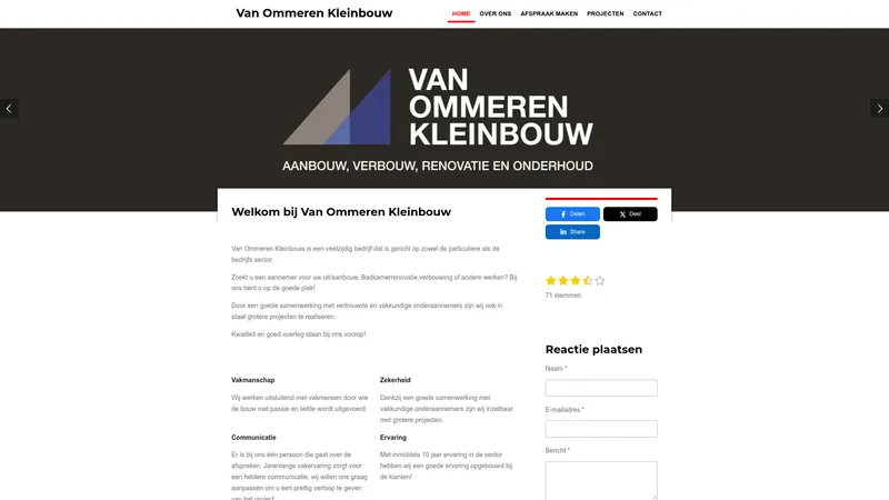 Website van Van Ommeren Kleinbouw