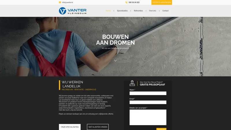 Website van Vanter Bouw