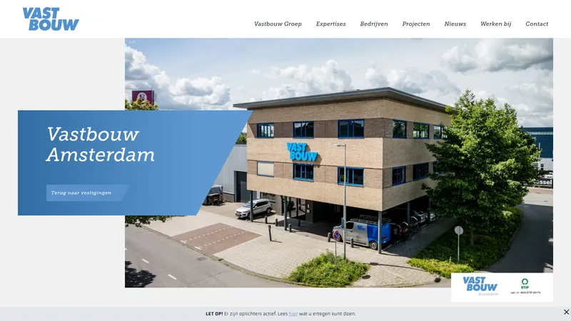 Website van Vastbouw Amsterdam