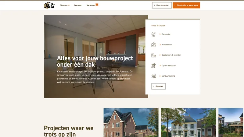 Website van Vastgoed Bouw J&G