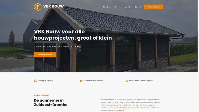 Website van VBK Bouw