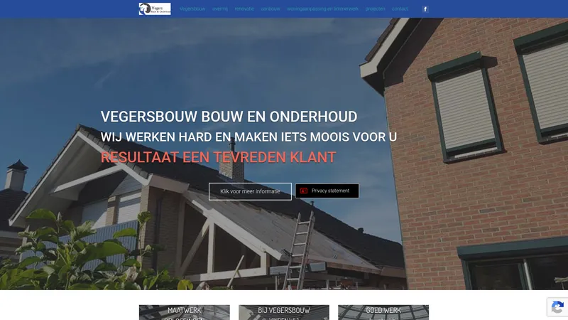 Website van Vegers Bouw & Onderhoud