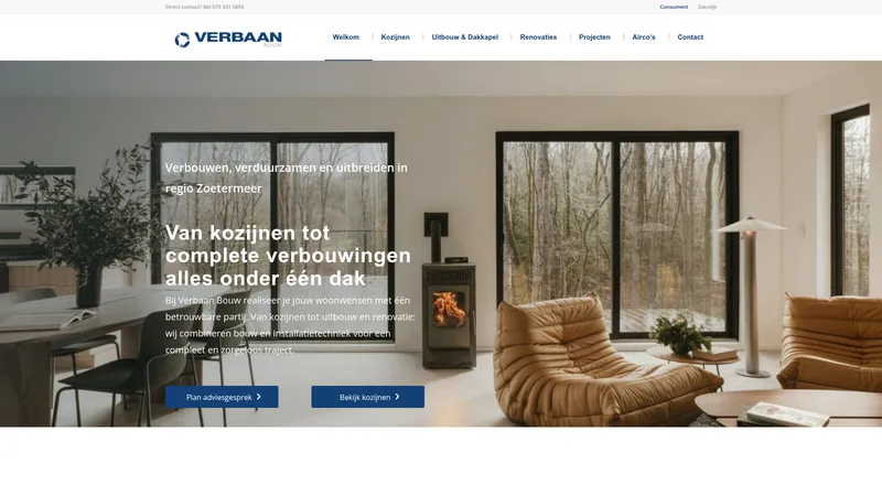 Website van Verbaan Bouw