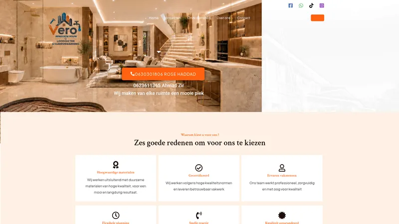 Website van Vero Renovatie Bouw