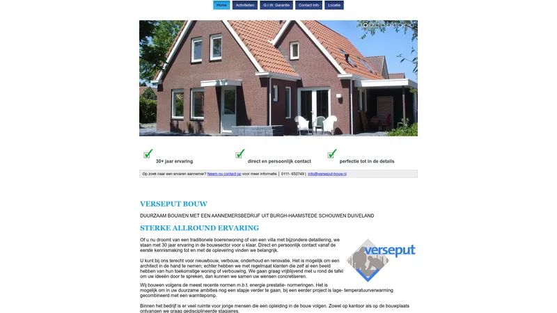Website van Verseput Bouw