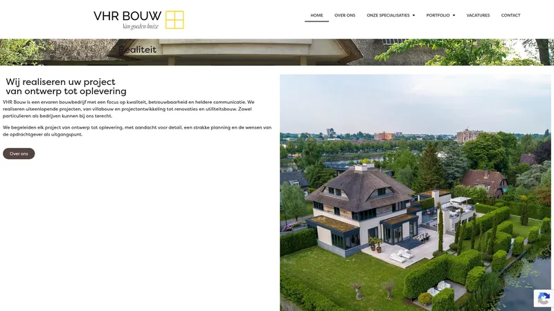 Website van VHR Bouw