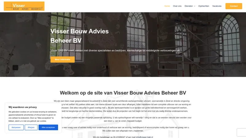 Website van Visser Bouw Advies Beheer BV