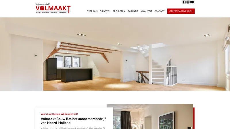 Website van Volmaakt Bouw B.V.