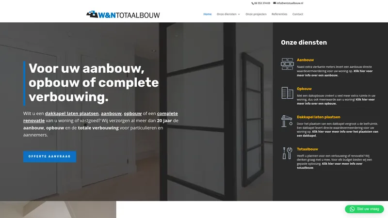 Website van W&N Totaalbouw bv