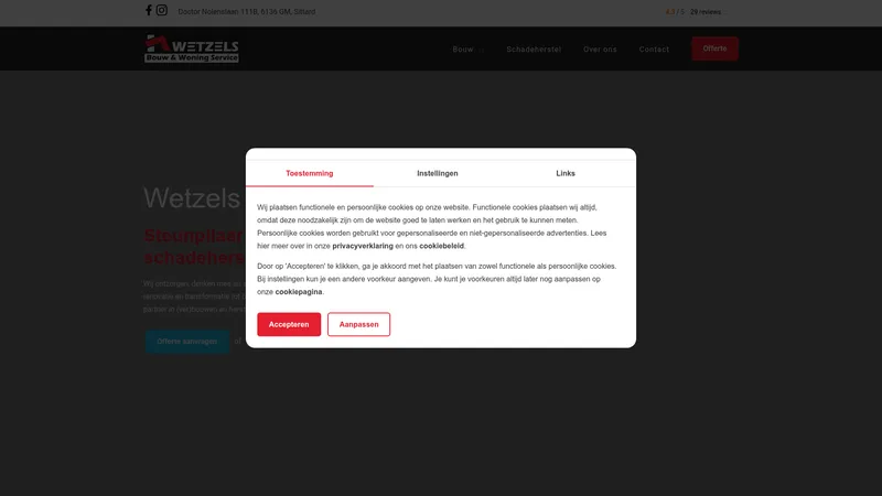 Website van Wetzels Bouw- & Woning Service