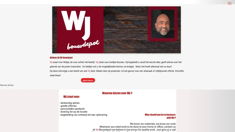Website van Wj Bouwdepot