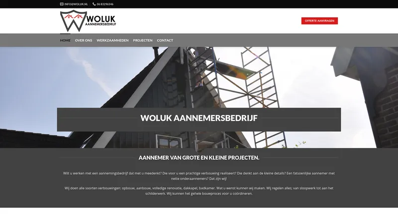 Website van Woluk Aannemersbedrijf