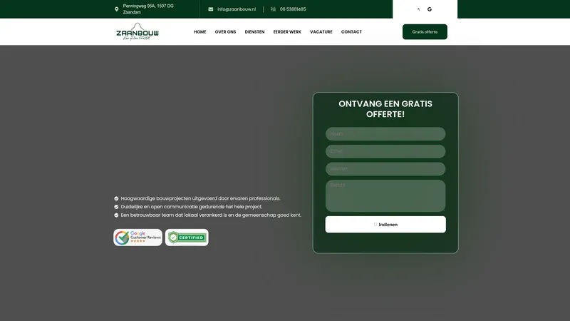 Website van Zaanbouw