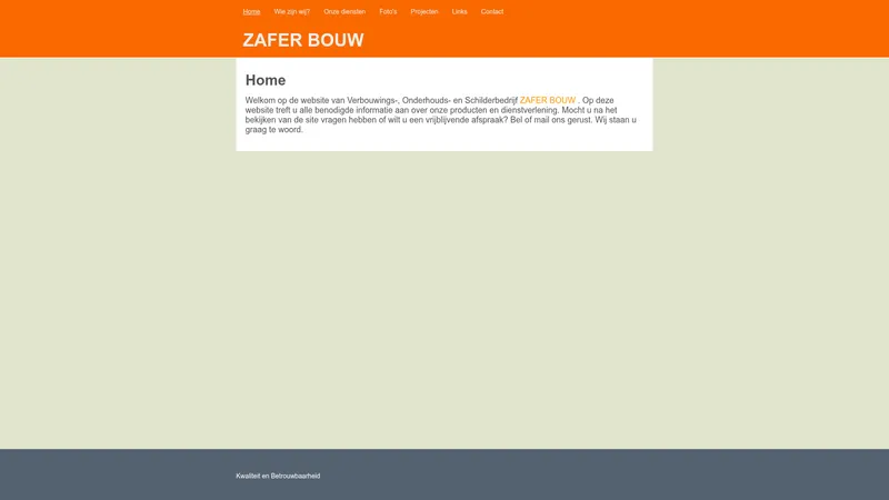 Website van ZAFER BOUW